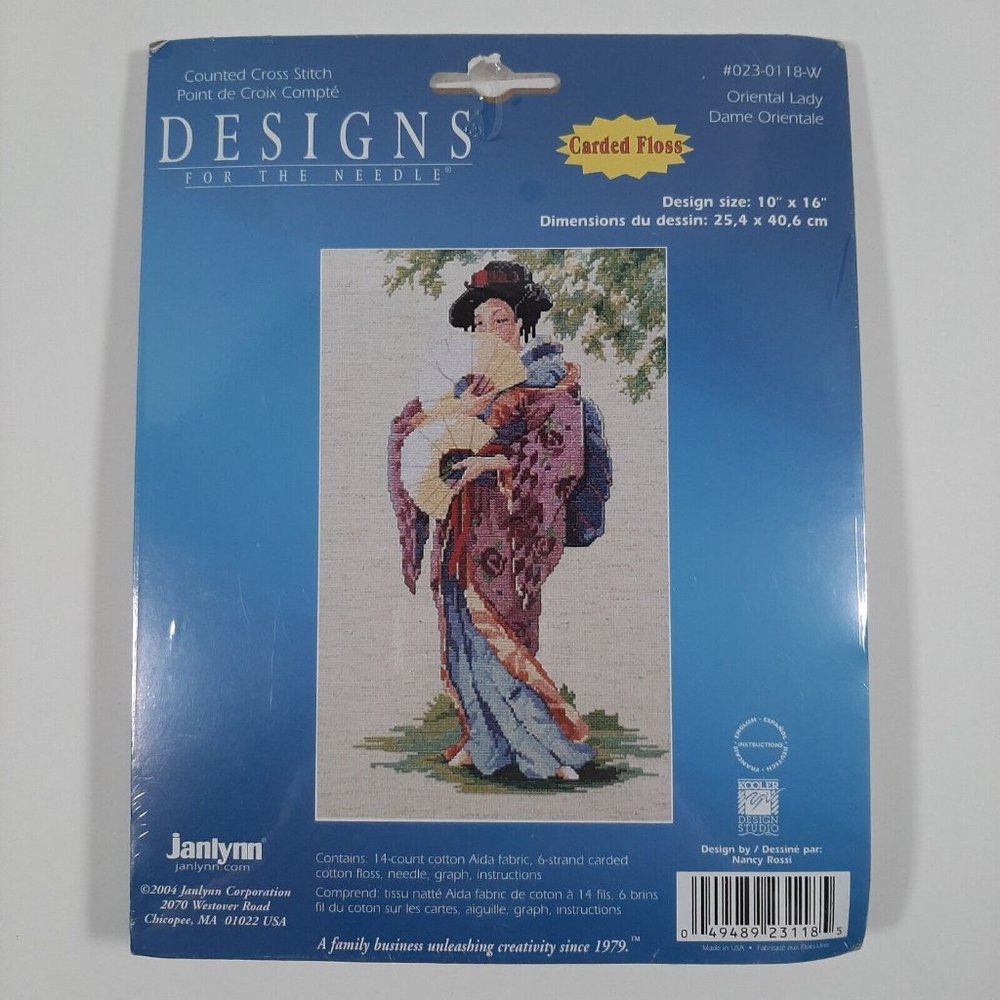 Janlynn Oriental Lady Counted Cross Stitch Kit New Unopened 14-Count 10"x16"